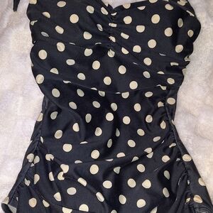Esther Williams Vintage Black And White Polka Dot Pin-up One Piece Swimsuit